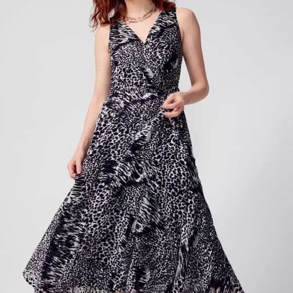 WHBM Animal-Print Burnout Midi Dress - Picture 1 of 4